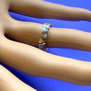 Sterling silver inlay MOP band ring